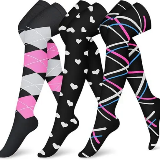 Black Pattern Thigh High Stockings compression socks sample