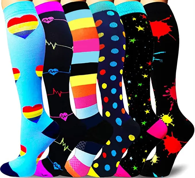 Six Pair Novelty Mix compression socks sample
