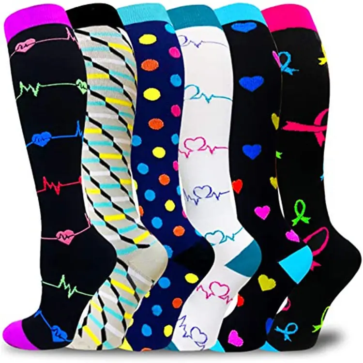 Six Pair Pattern Mix compression socks sample