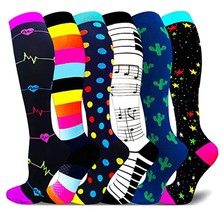 Six Pair Music Cactus Mix compression socks sample