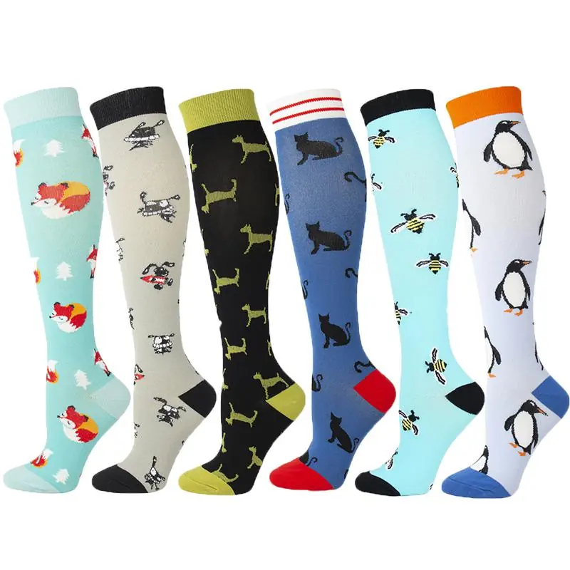 Six Pair Illustration Pattern Mix compression socks sample