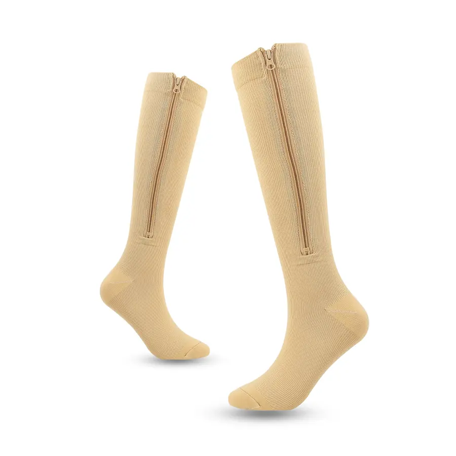 Beige Zipper Compression Socks compression socks sample