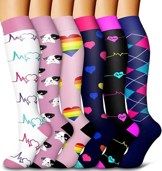 Pink Dog Heart Pattern Mix compression socks sample