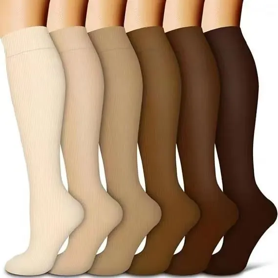 Brown Neutral Solid Compression Socks compression socks sample