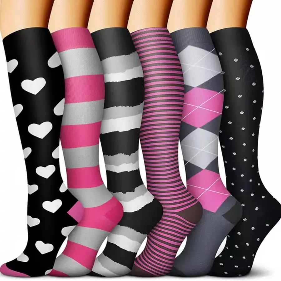 Black Pink Pattern Compression Socks compression socks sample