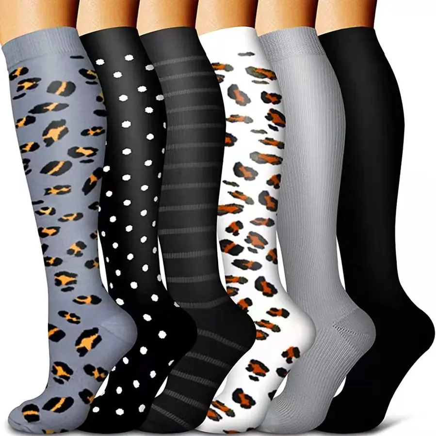 Leopard Neutral Knee High Compression Socks compression socks sample