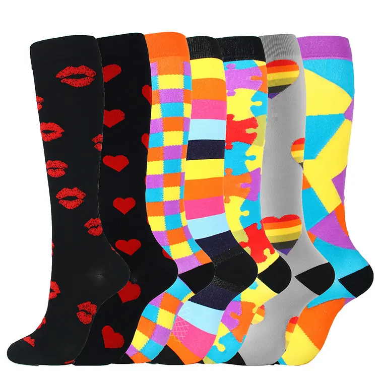 Seven Pair Bright Combo Mix compression socks sample