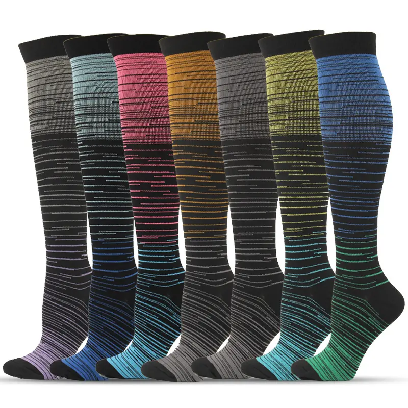 Seven Pair Gradient Stripe Mix compression socks sample