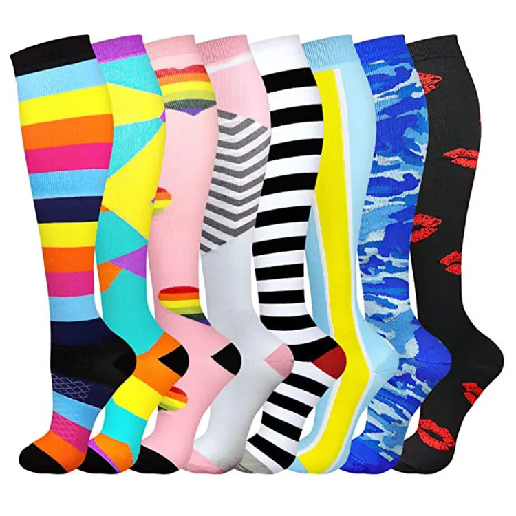 Eight Pair Bright Pattern Mix compression socks sample